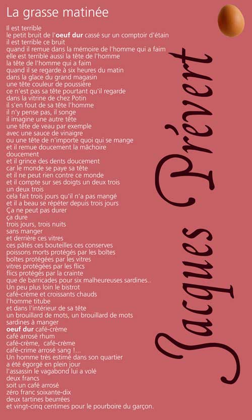 "La grasse matinée", un poème de Jacques Prévert