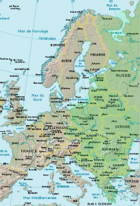 En vert, l'Europe centrale et orientale